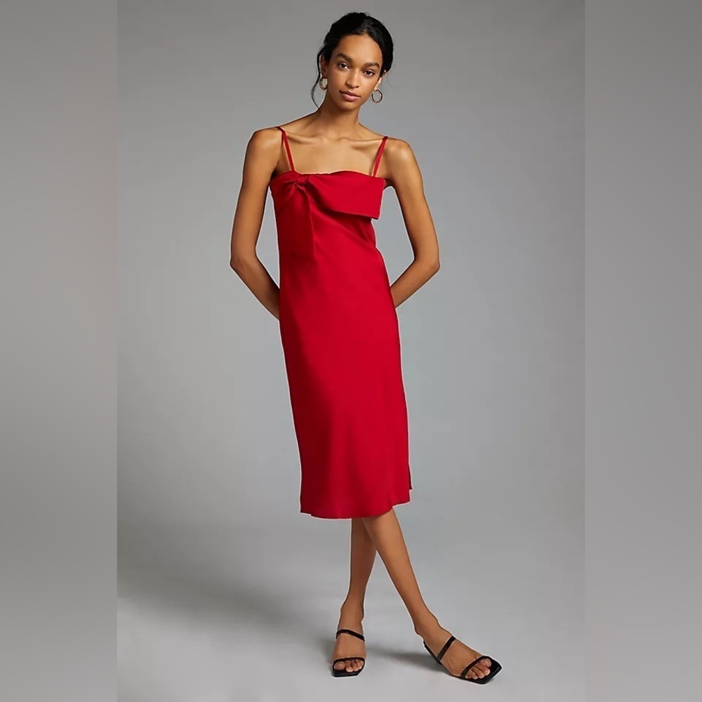 NWT HUTCH Anthropologie Bow-Front Slip Midi Dress (D9)